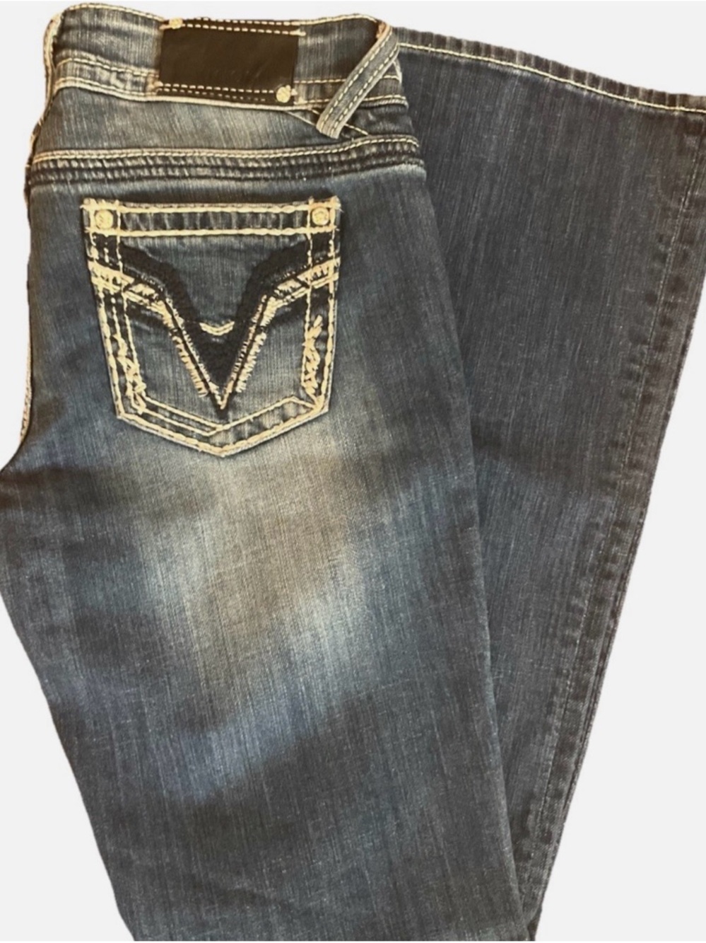Vigoss Chelsea Bootcut Women’s Jeans Size 7/8 Length 33 Embroidered Rhinestones - Picture 5 of 7